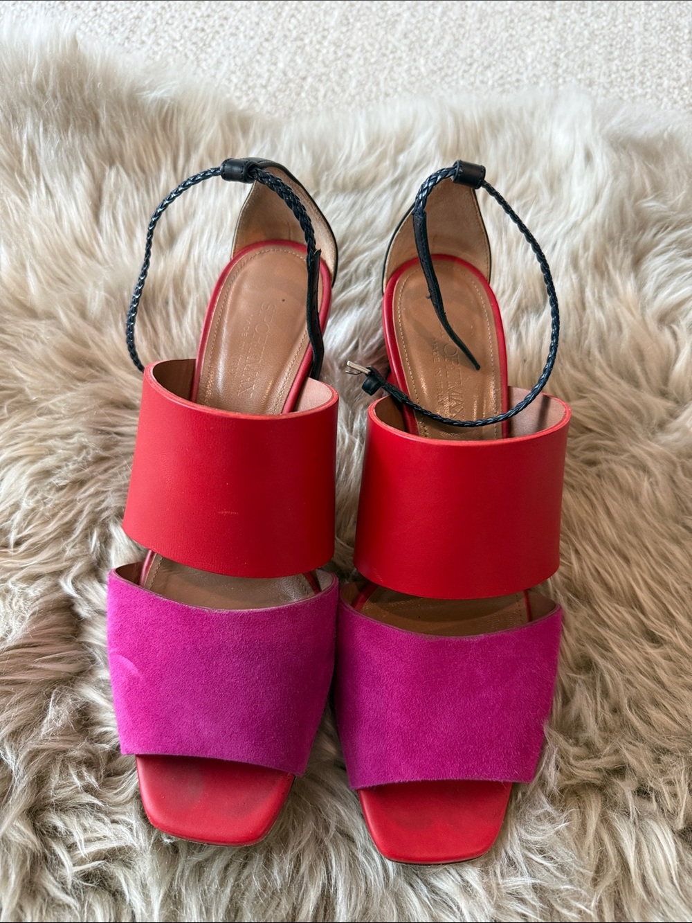 Sportmax Red and Pink Open-Toe Heel Sandals